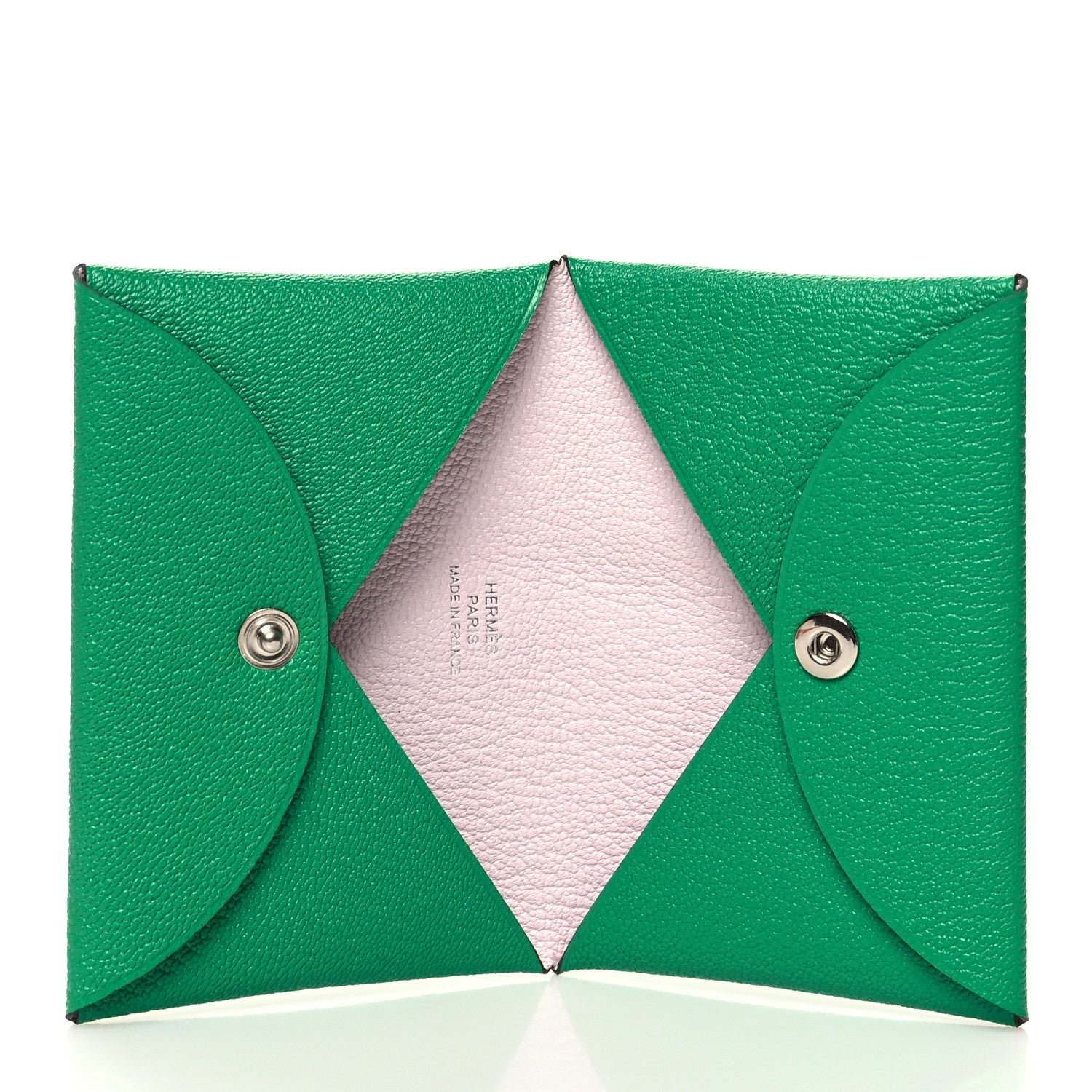 Hermes Chevre Mysore Verso Calvi Duo Card Case Menthe Rose Sakura 5 of 12