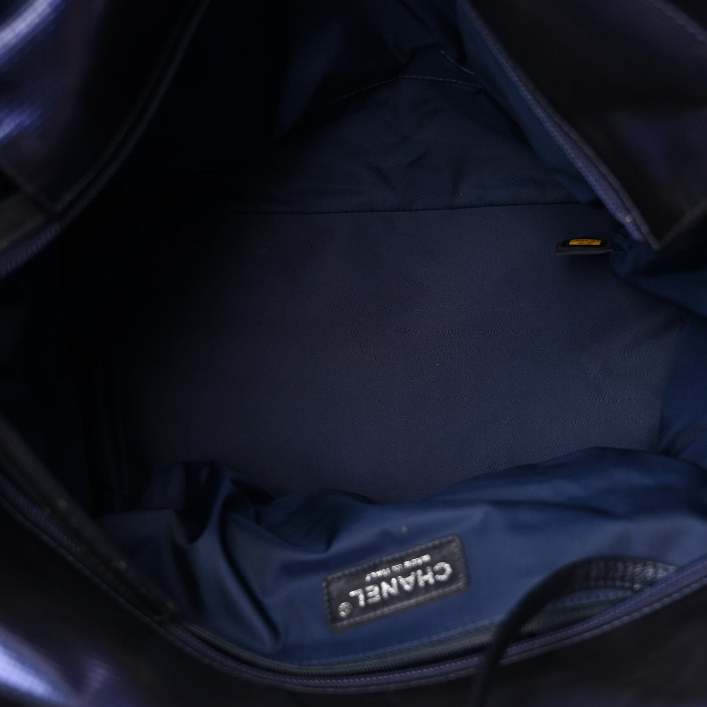 Metallic Coated Canvas Quilted Large Paris Biarritz Tote Blue