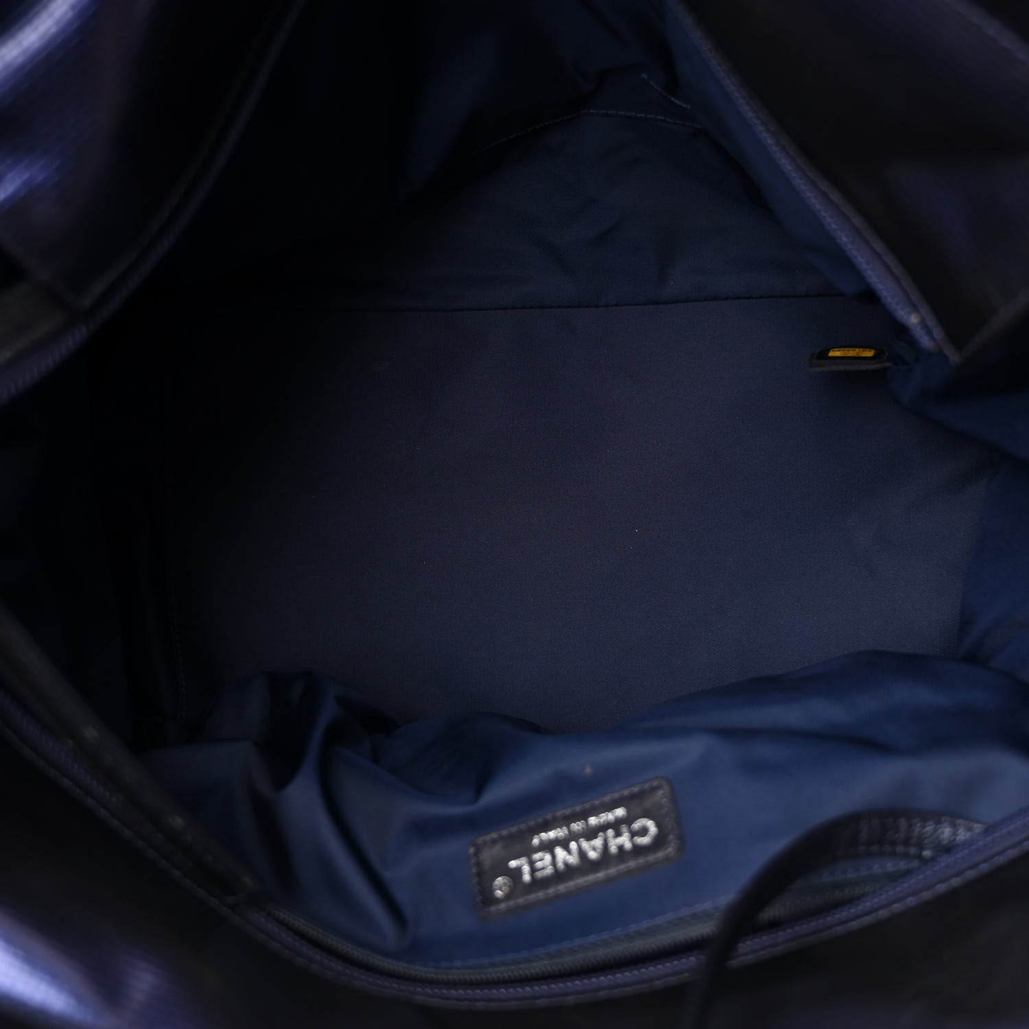 Chanel Metallic Coated Canvas Quilted Large Paris Biarritz Tote Blue 6 of 11