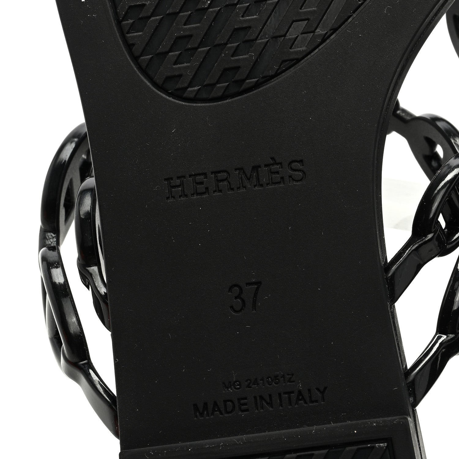 Hermes Rubber Chaine d'Ancre Island Sandals 37 Black 6 of 7