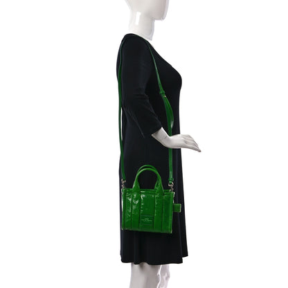 Marc Jacobs Shiny Crinkled Calfskin Mini The Tote Bag Green Glow 2 of 10
