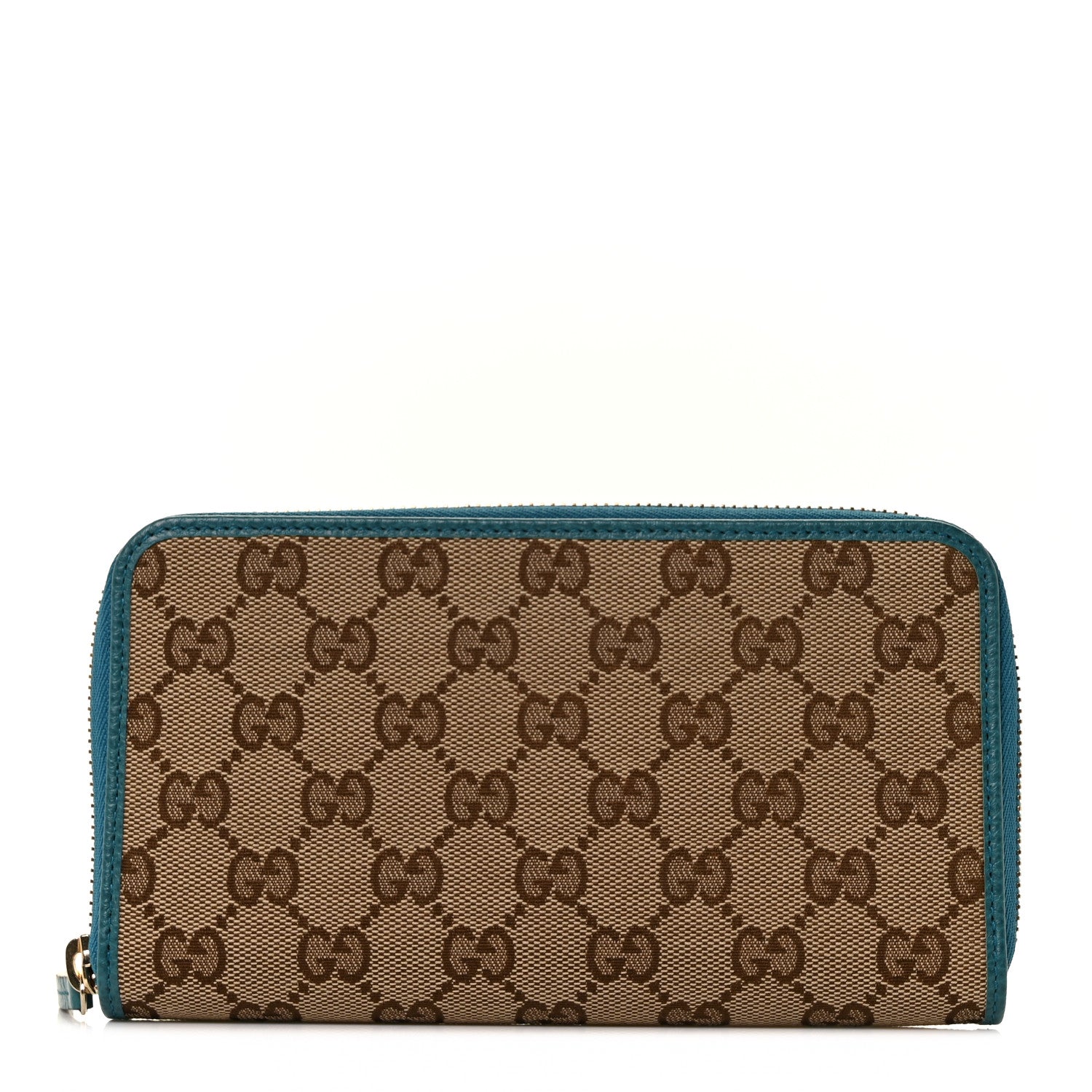 Gucci Monogram Dollar Calfskin Zip Around Wallet Beige Ebony Deep Cobalt 1 of 8