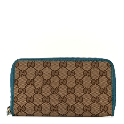 Gucci Monogram Dollar Calfskin Zip Around Wallet Beige Ebony Deep Cobalt 1 of 8