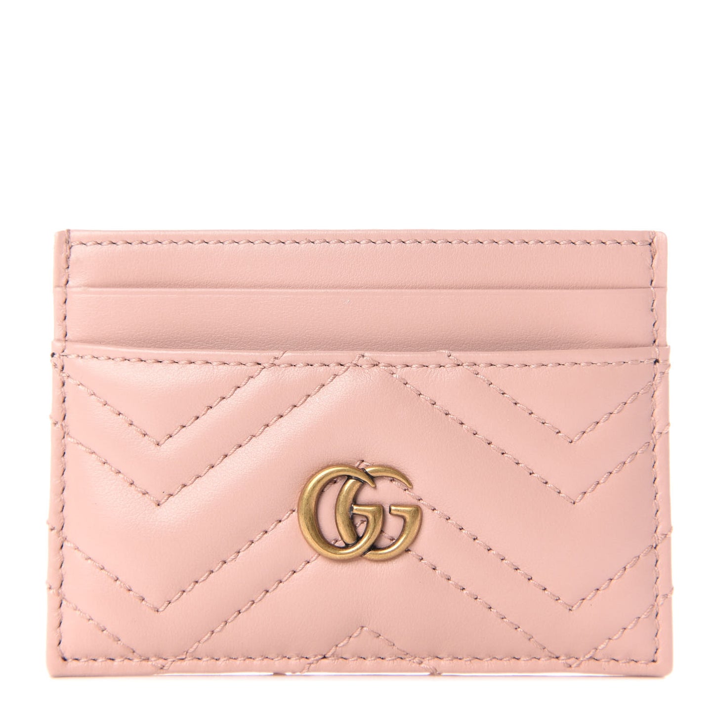 Calfskin Matelasse GG Marmont Card Holder Perfect Pink
