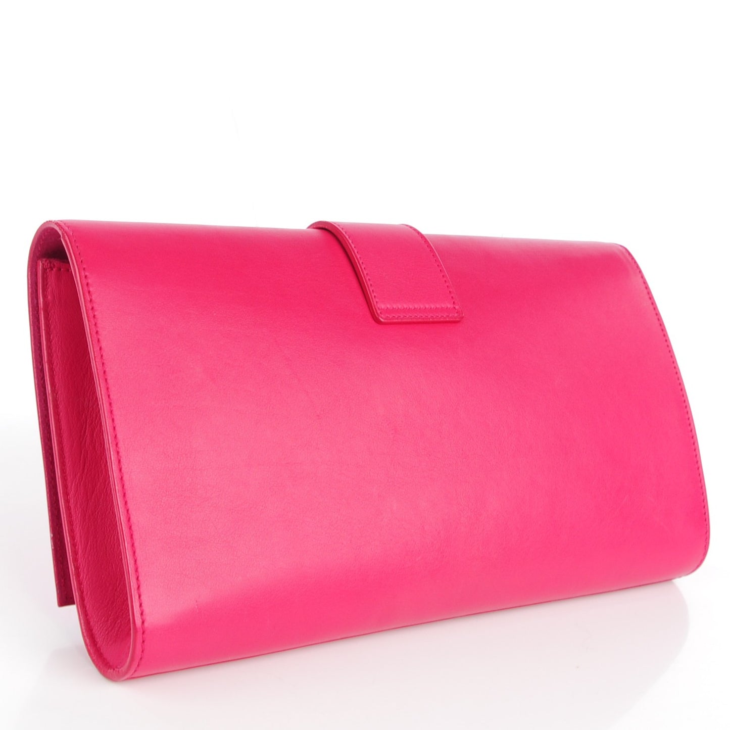 Calfskin Classic Y Ligne Clutch Fuchsia