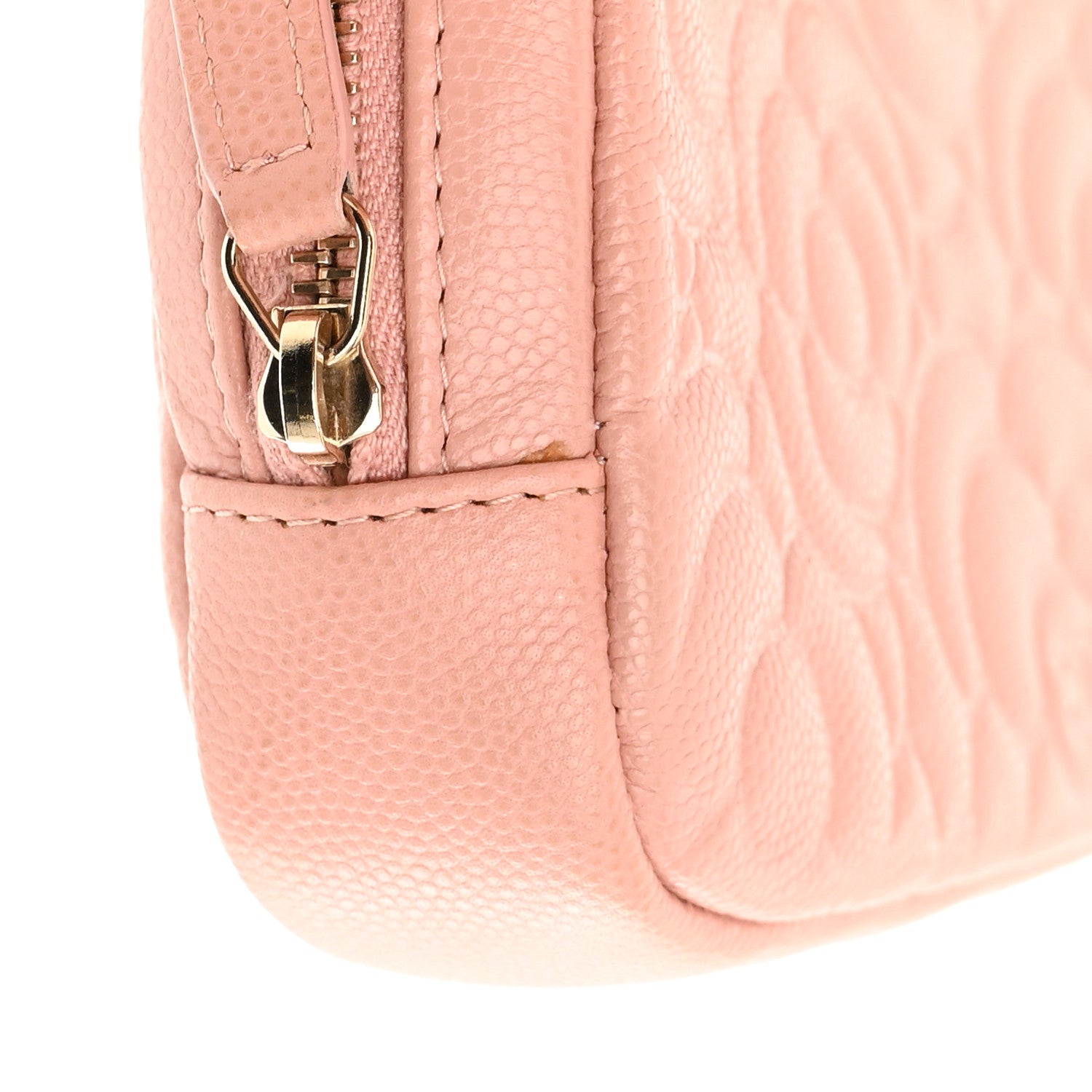 Chanel Caviar Camellia Embossed Small Cosmetic Case Nude 9 of 9