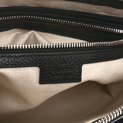 Gucci Piuma Calfskin Jumbo GG Embossed Medium Wristlet Messenger Bag Black 6 of 11