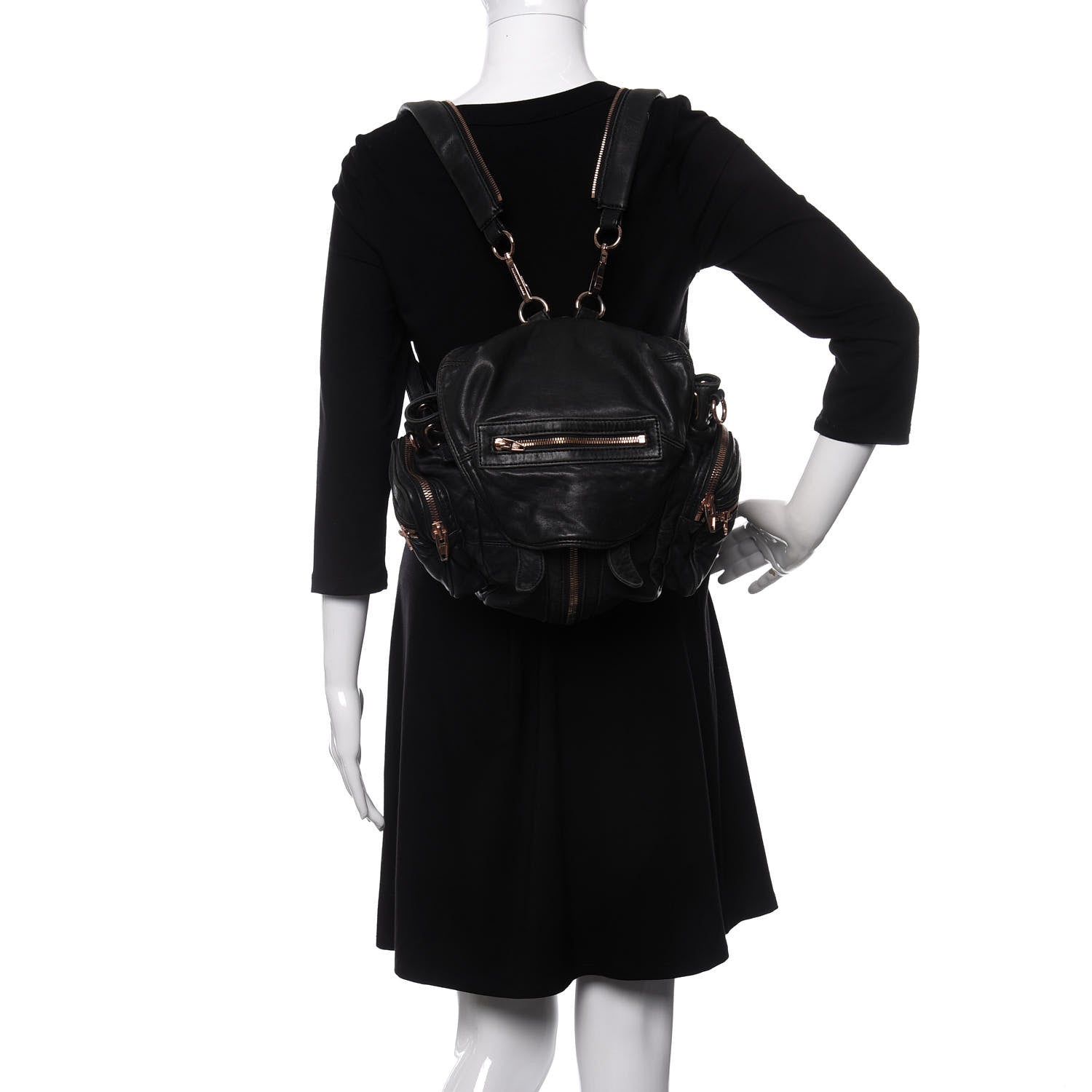 Alexander Wang Lambskin Mini Marti Backpack Washed Black Rose Gold Hardware 2 of 8
