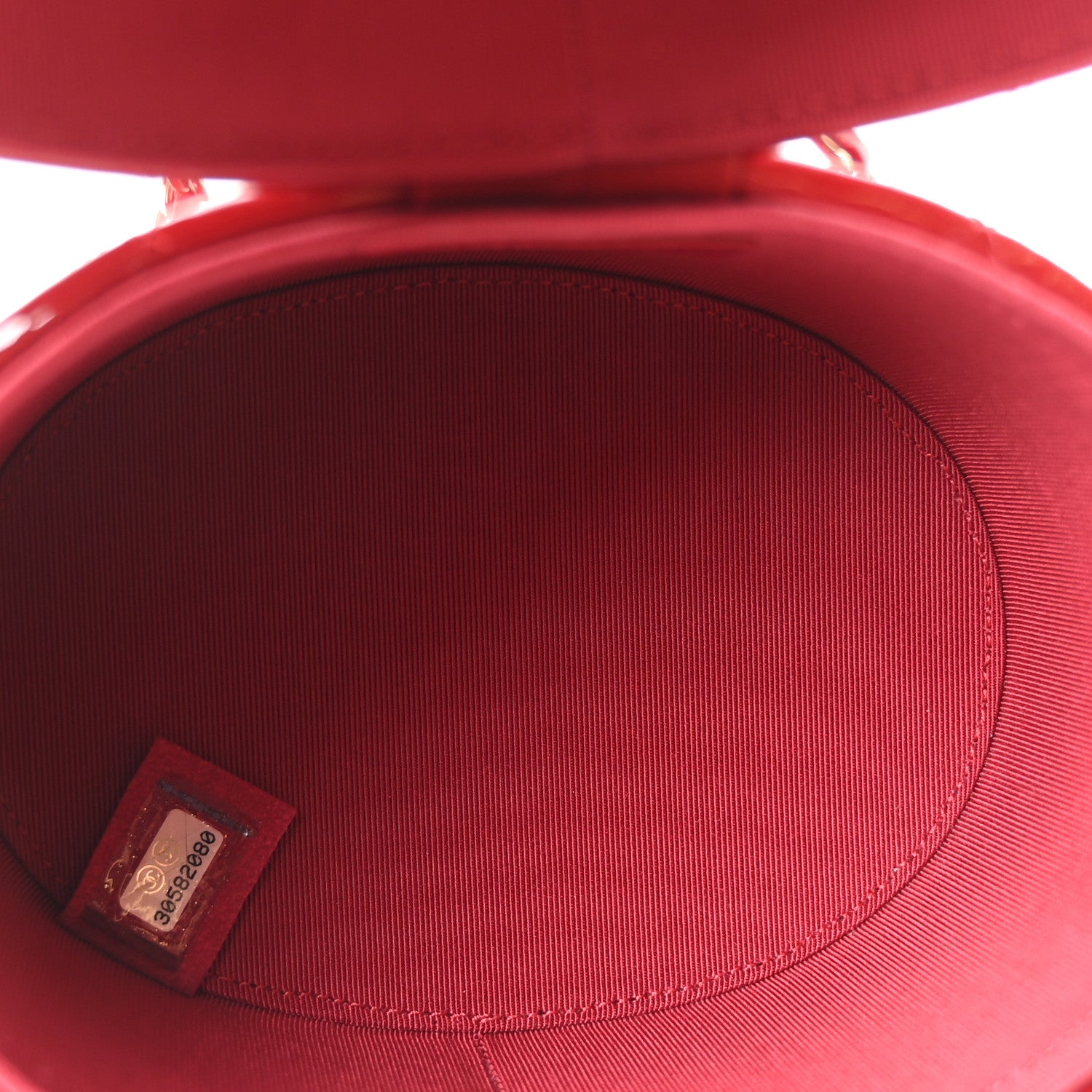 Chanel Patent Quilted Small Round Vanity With Chain  Red 5 of 11