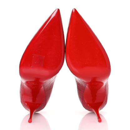 Christian Louboutin Calfskin Crocodile Embossed Kate 100 Pumps 38 Red 7 of 10