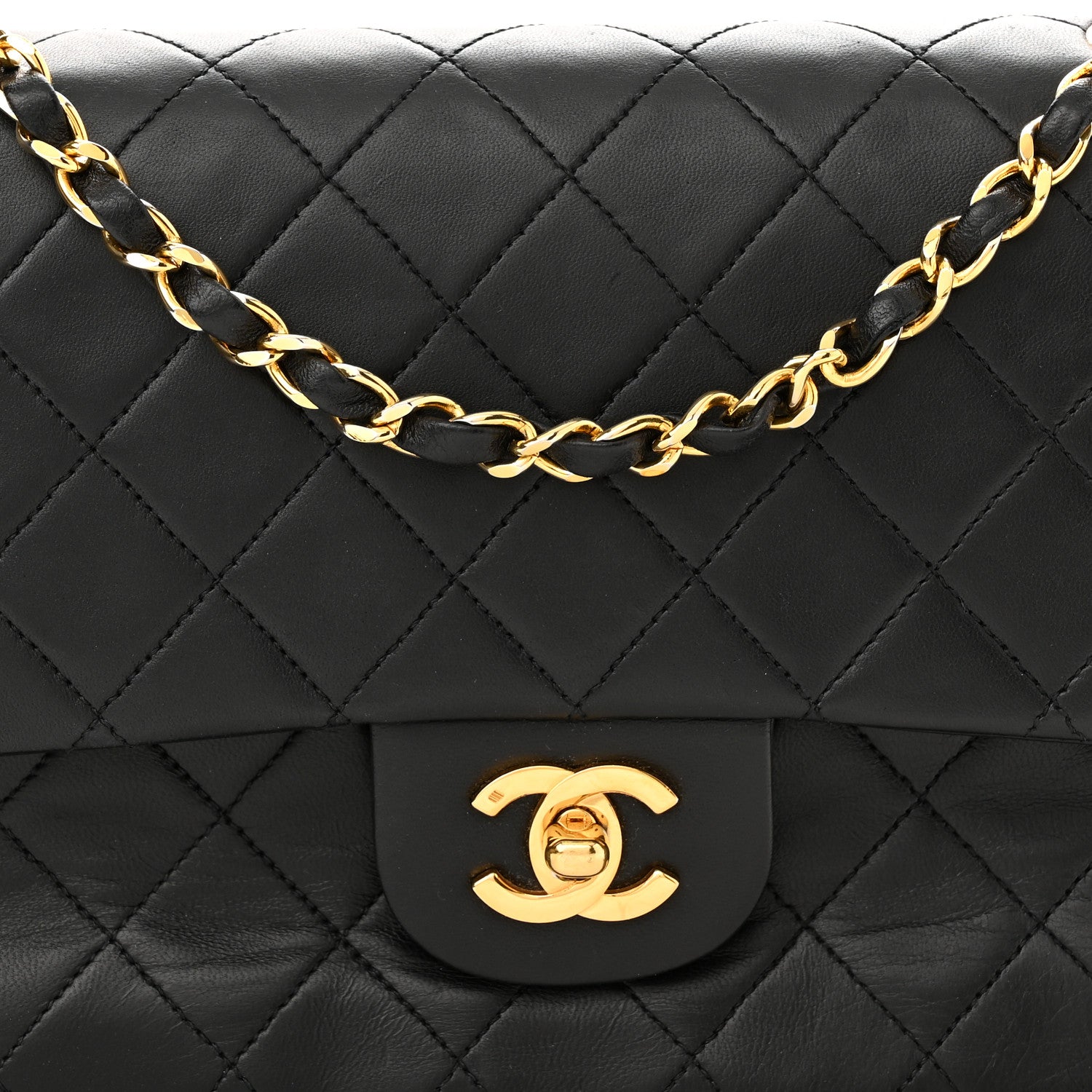 Chanel Lambskin Quilted Medium Double Flap Black 8 of 10