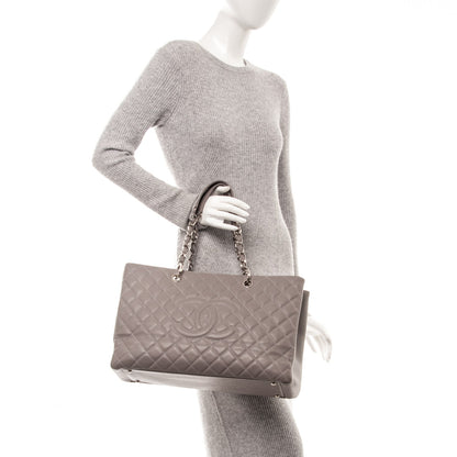 Chanel Caviar Quilted XL Grand Shopping Tote GST Light Grey 2 of 9