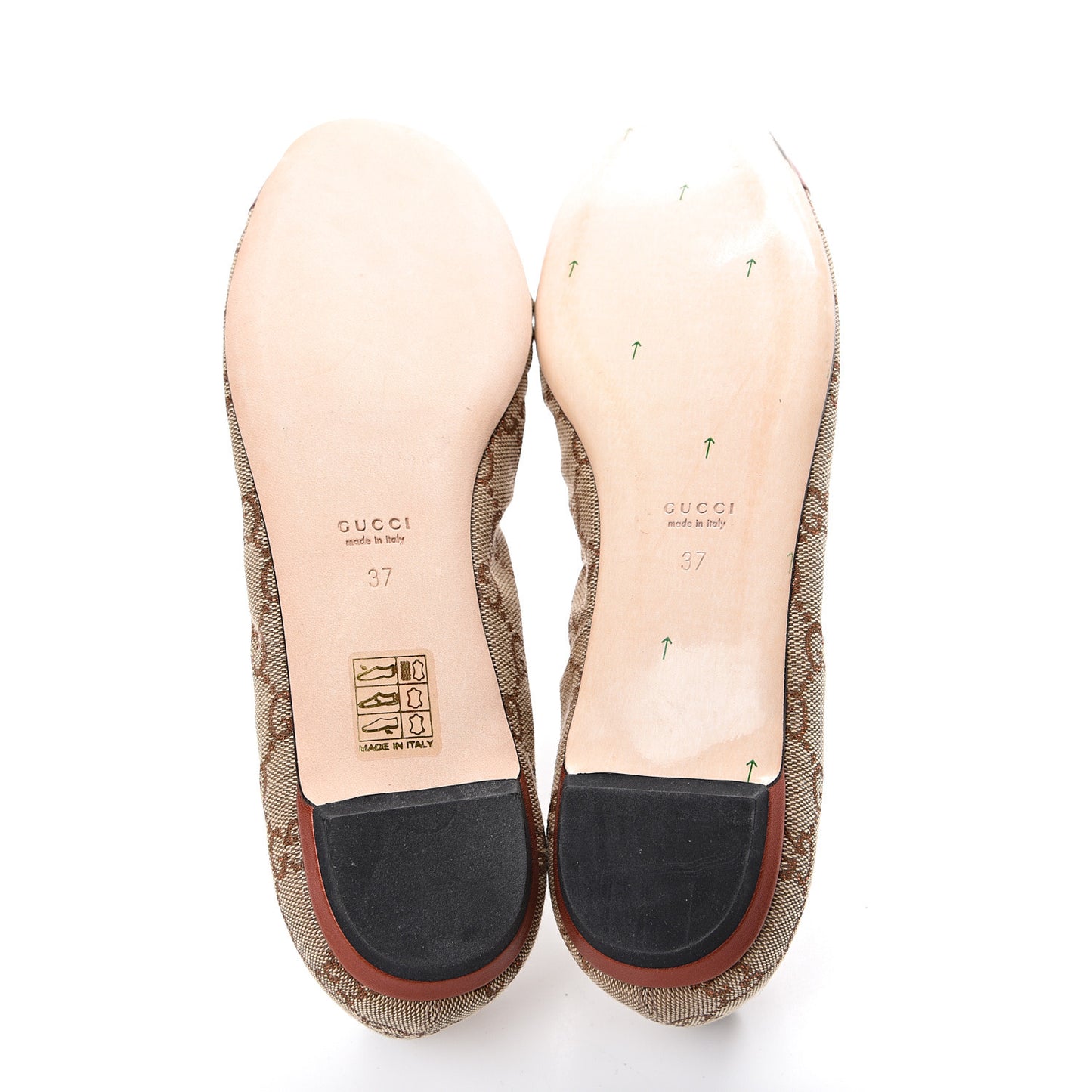 GG Monogram Miro Soft Calfskin Bamboo Ballet Flats 37 Beige Oxydus