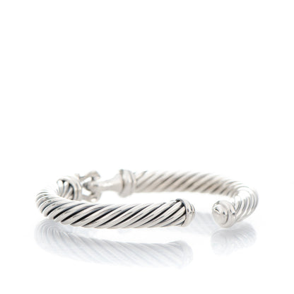 David Yurman Sterling Silver Diamond 7mm Cable Buckle Cuff Bracelet 3 of 4