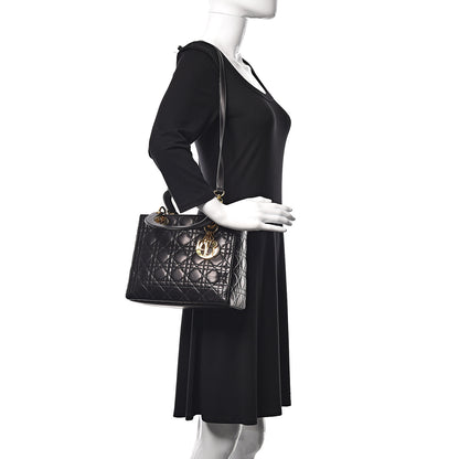 Christian Dior Lambskin Cannage Medium Lady Dior Black 2 of 11