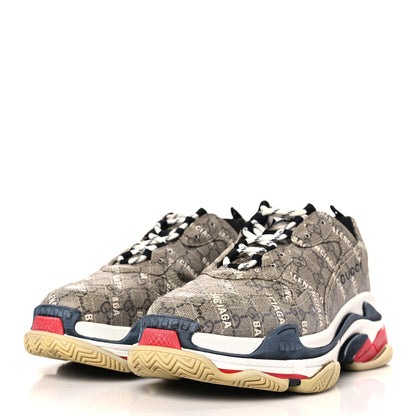 Balenciaga X GUCCI GG Supreme Monogram Allover Logo Mens Triple S Sneakers 44 Beige Ebony Mystic White 3 of 7