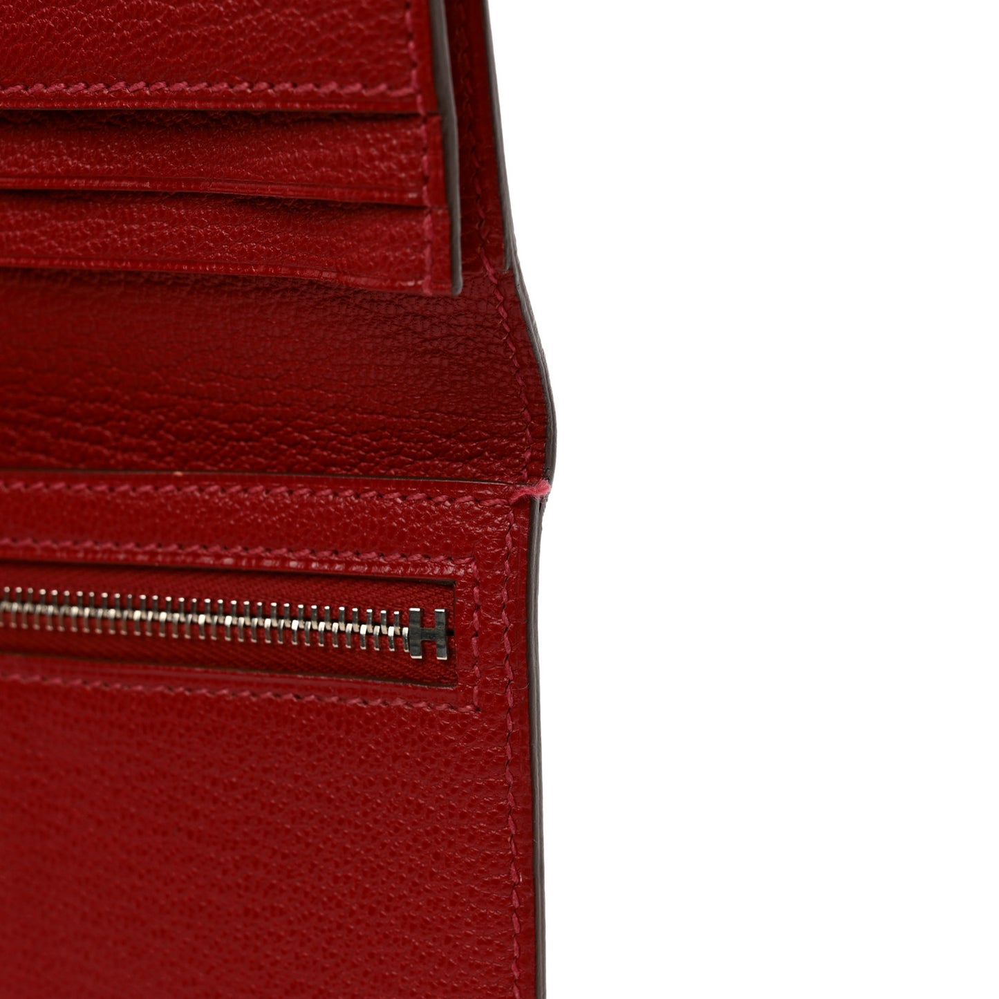 Chèvre Mysore Bi-Color Bearn Gusset Wallet Rose Lipstick Rouge Casaque