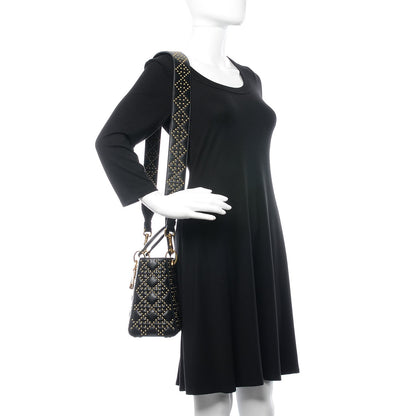 Christian Dior Calfskin Cannage Studded Medium Supple Lady Dior Black 2 of 16