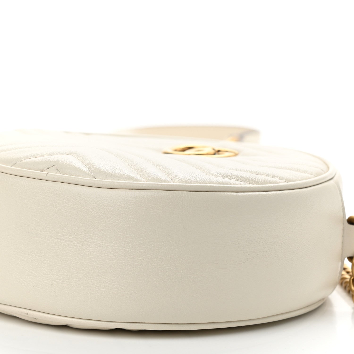 Gucci Calfskin Matelasse Mini GG Marmont Round Shoulder Bag White 10 of 10