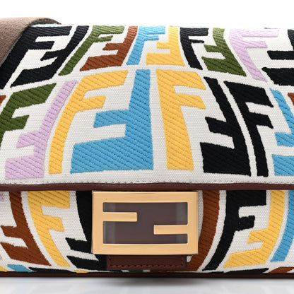 Fendi X SARA COLEMAN Canvas Vitello King Seta FF Fish Eye Embroidered Baguette Grezzo Multicolor Ghianda 8 of 12