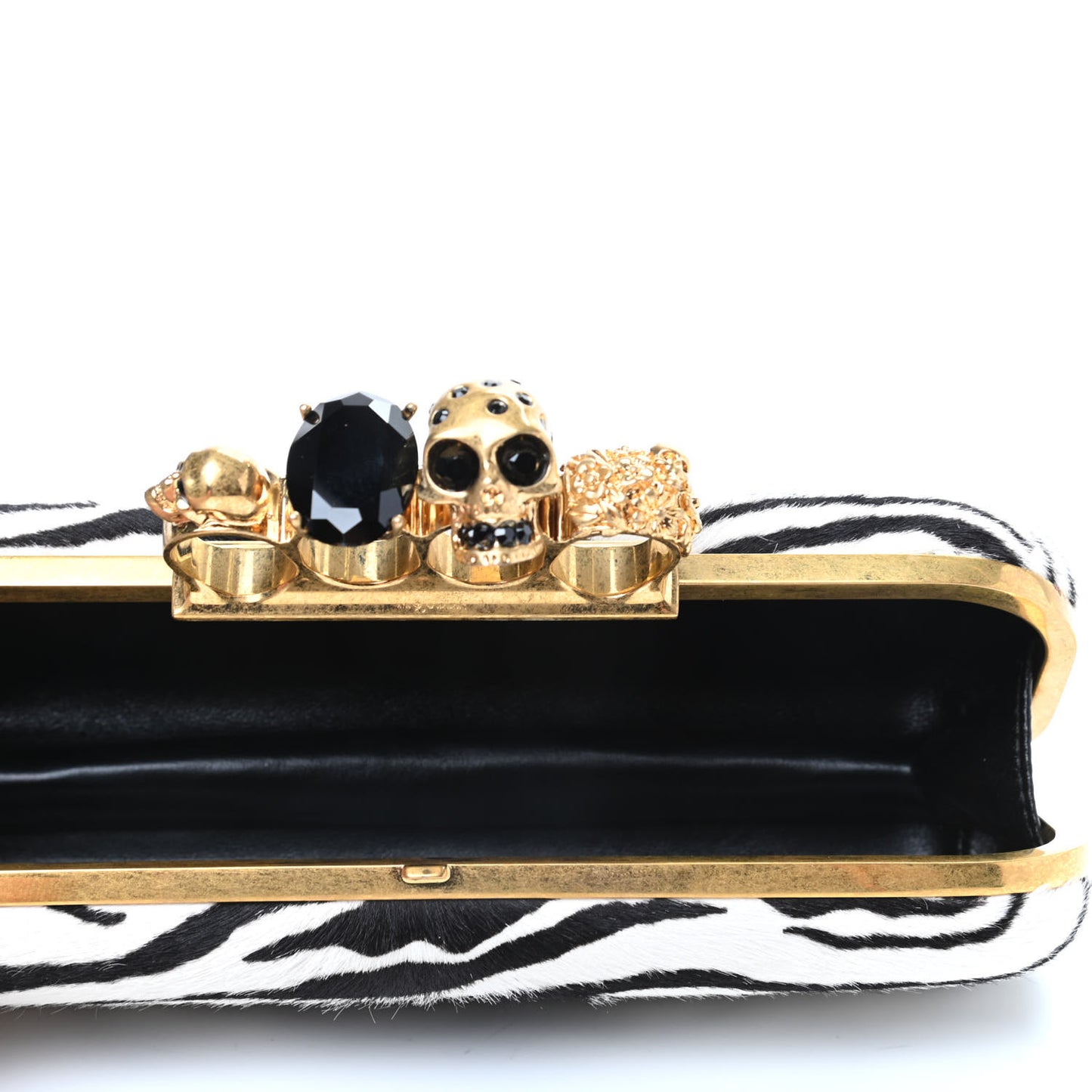 Calf Hair Zebra Print Knuckle Box Clutch