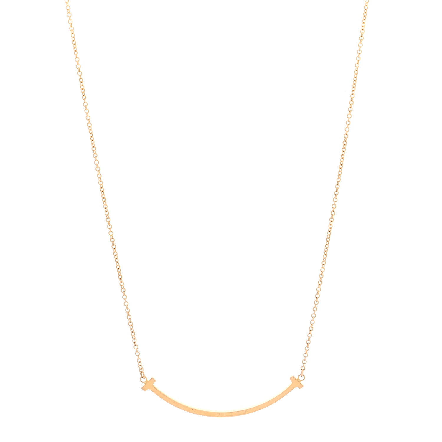 Tiffany 18K Rose Gold Small T Smile Pendant Necklace 1 of 4