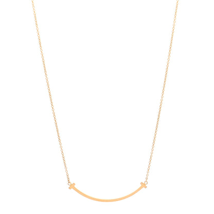 Tiffany 18K Rose Gold Small T Smile Pendant Necklace 1 of 4