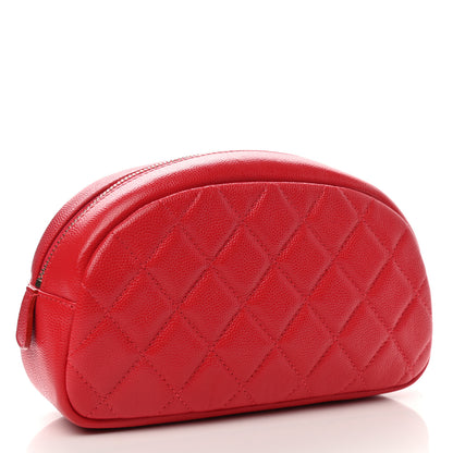 Chanel Caviar Quilted Round Cosmetic Case Red 3 of 11