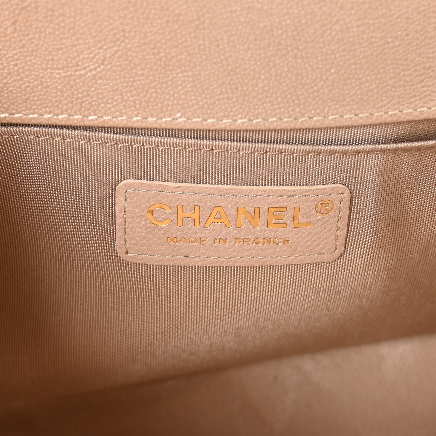 Caviar Quilted Medium Boy Flap Dark Beige
