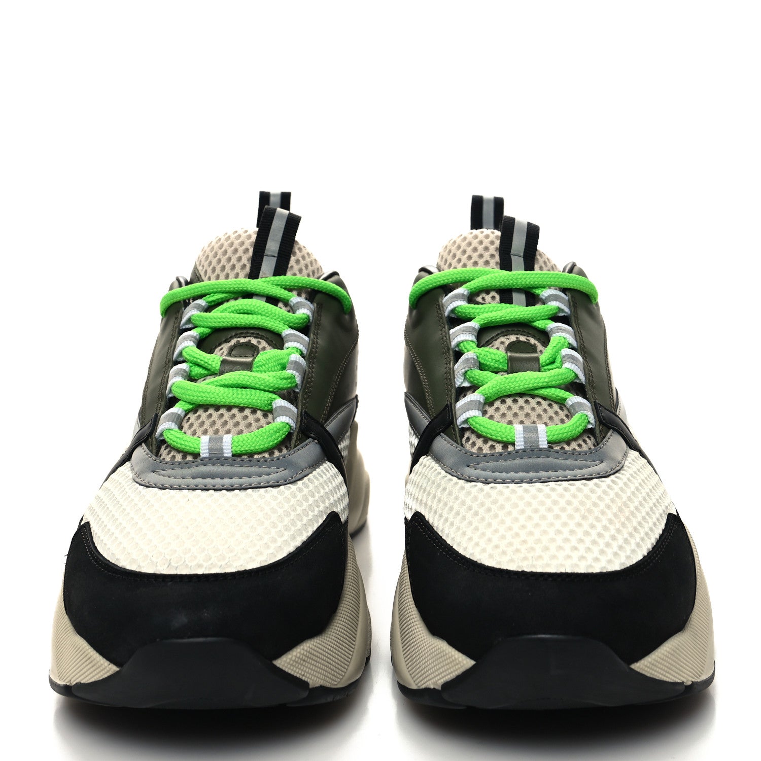 Christian Dior Technical Mesh Calfskin Mens B22 Sneakers 42 Olive Green Black Grey White 2 of 9