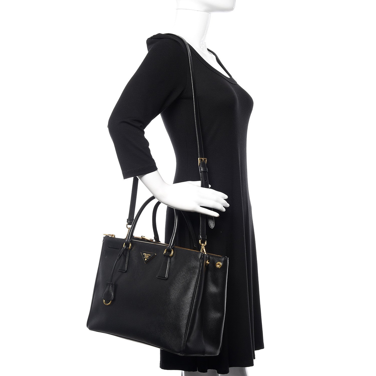 Prada Saffiano Large Galleria Double Zip Tote Black 2 of 10
