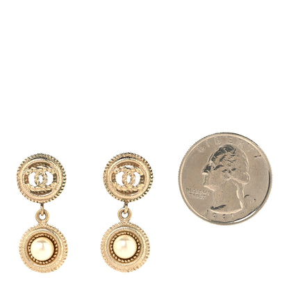 Chanel Pearl CC Dangle Earrings Gold 2 of 4