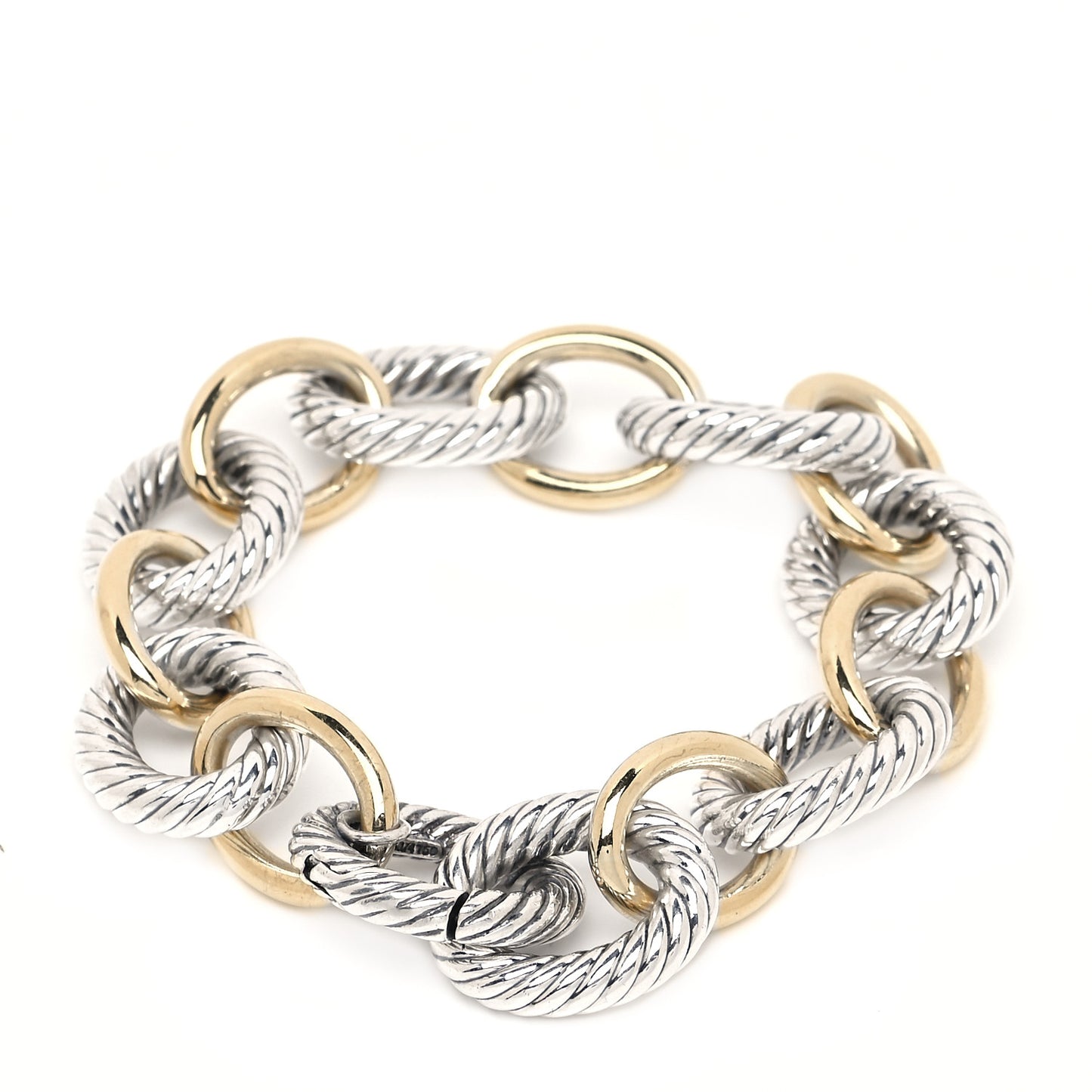Sterling Silver 18K Yellow Gold 17mm Extra Large Oval Link Bracelet