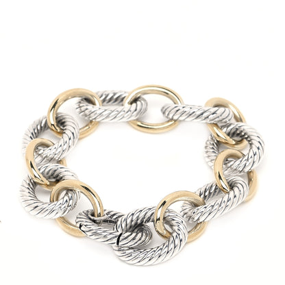 David Yurman Sterling Silver 18K Yellow Gold 17mm Extra Large Oval Link Bracelet 3 of 4