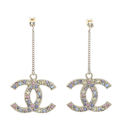 Chanel Crystal CC Drop Earrings Gold Multicolor 1 of 6