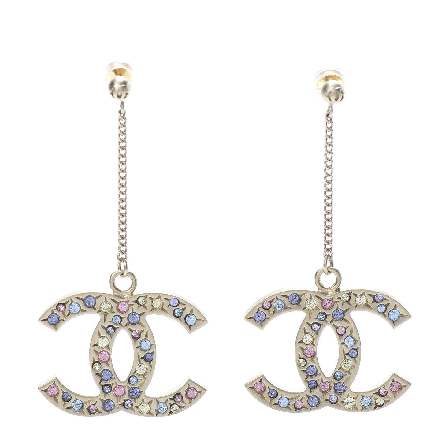 Crystal CC Drop Earrings Gold Multicolor