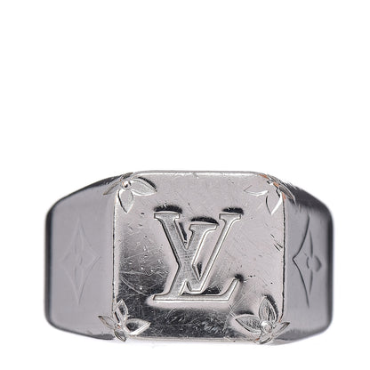 Louis Vuitton Monogram Signet Ring 10 Silver 1 of 5