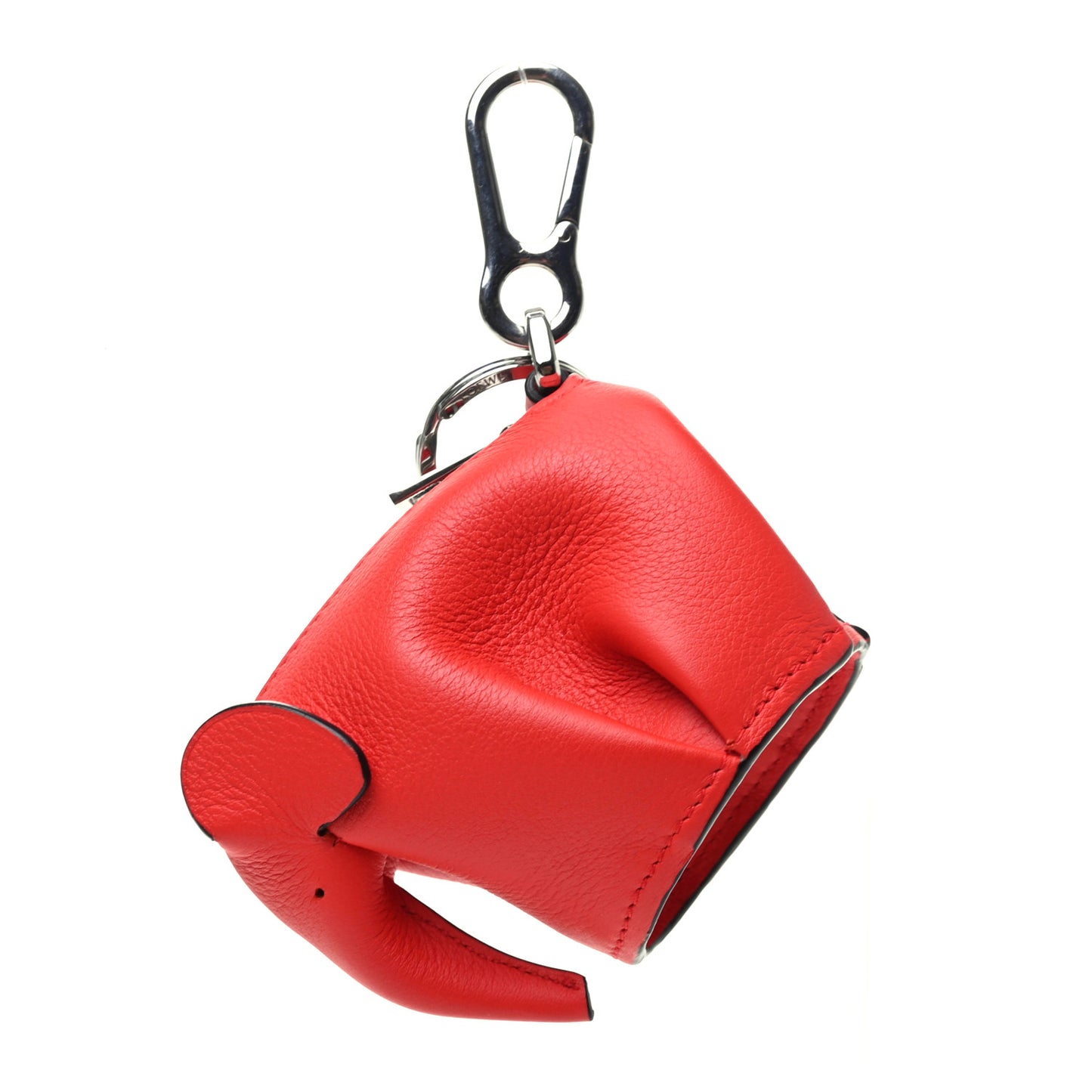 Calfskin Elephant Coin Purse Bag Charm Key Holder Red
