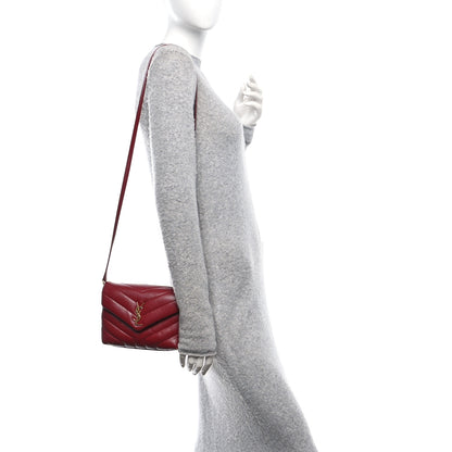 Saint Laurent Calfskin Y Quilted Monogram Toy Loulou Crossbody Bag Rouge 2 of 11