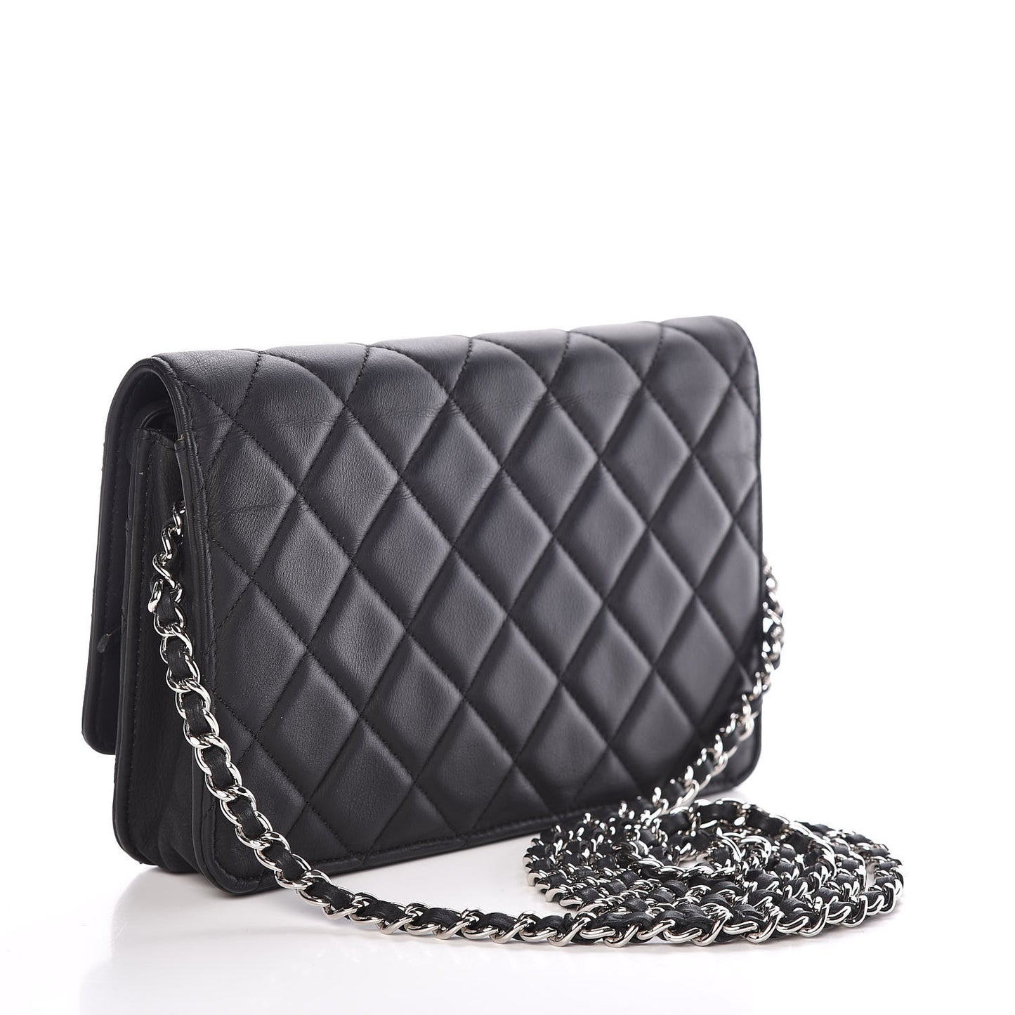 Calfskin Quilted Wallet On Chain WOC Black