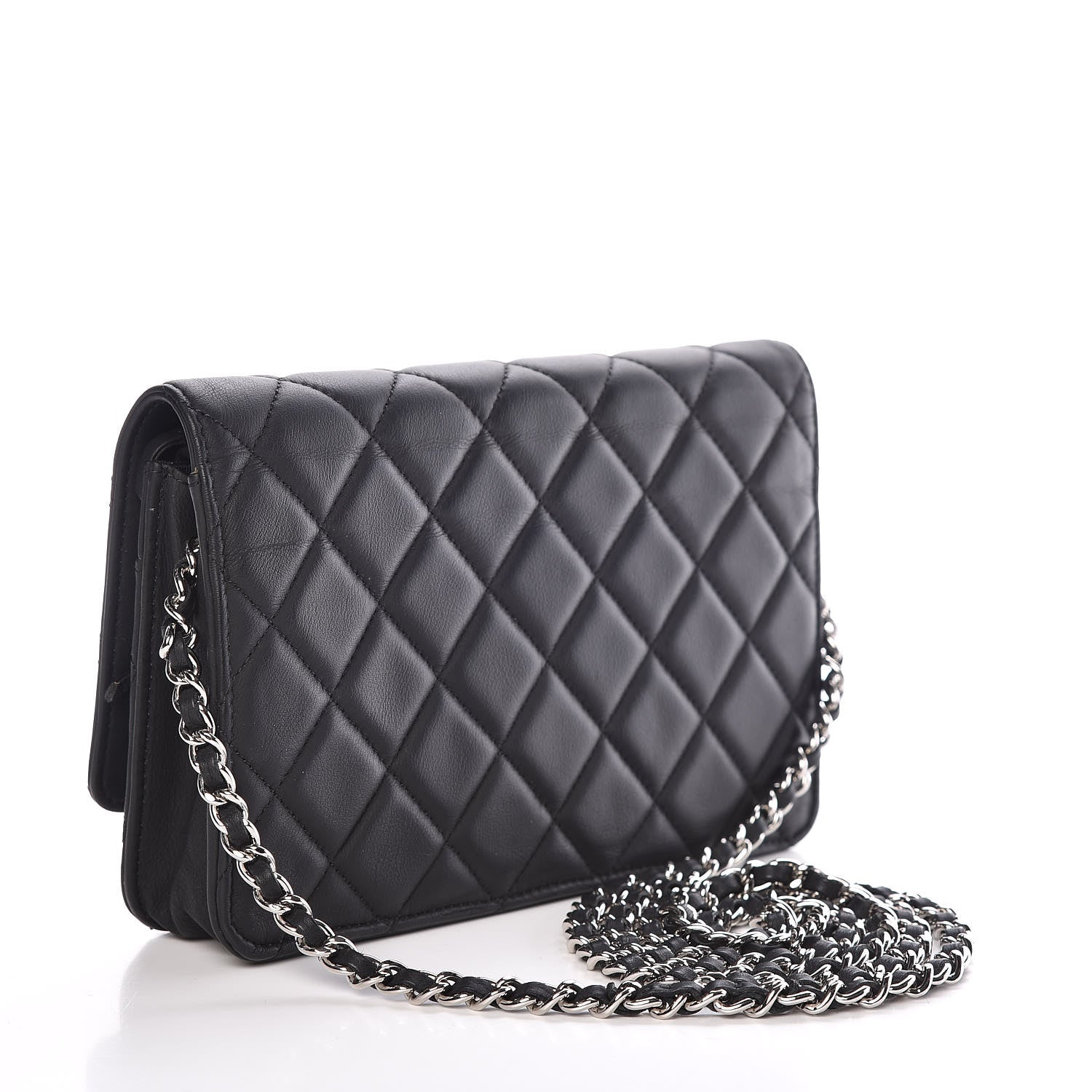 Chanel Calfskin Quilted Wallet On Chain WOC Black 3 of 12