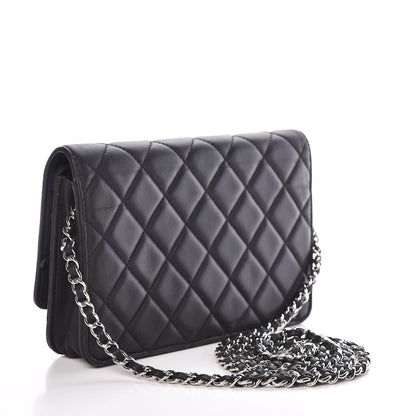 Chanel Calfskin Quilted Wallet On Chain WOC Black 3 of 12