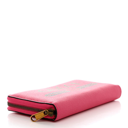 Gucci Grained Calfskin Logo Zip Around Wallet Box Pink Green 4 of 7