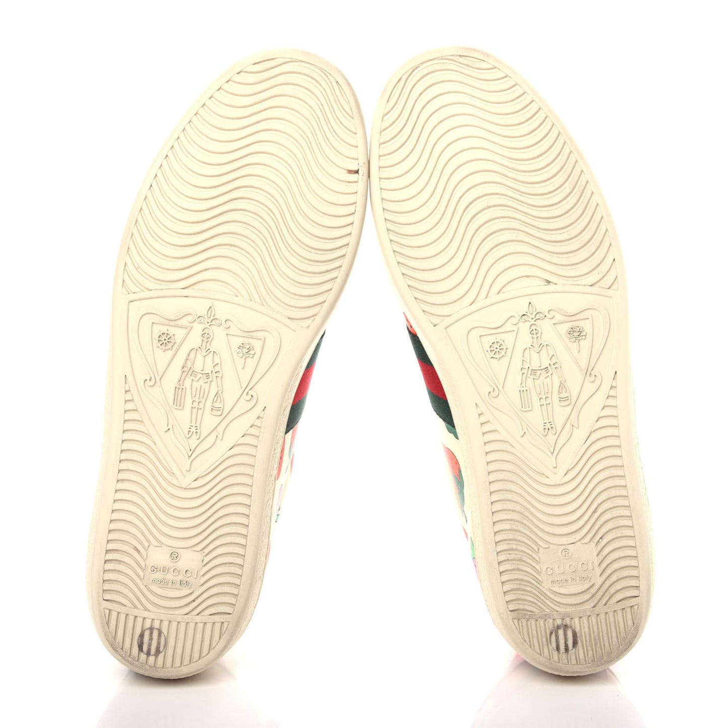 Calfskin Web Strawberry Print Womens Ace Sneakers 38.5 Ivory Red Green