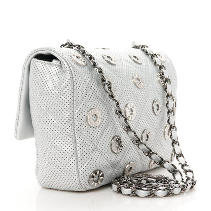 Chanel Perforated Metallic Lambskin Small CC Medals Flap Silver 2 of 11