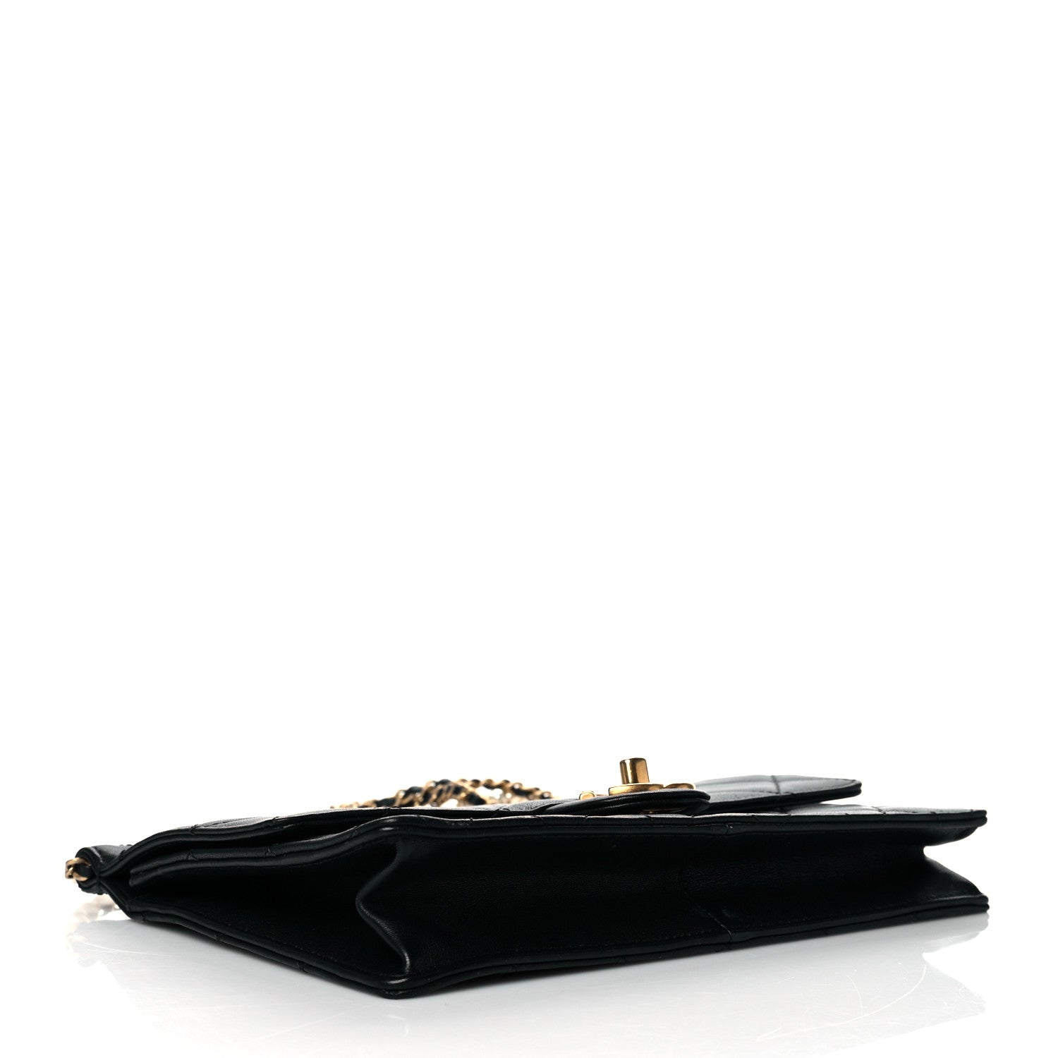 Chanel Goatskin Quilted Pearl Chain Flap Bag Black 4 of 10