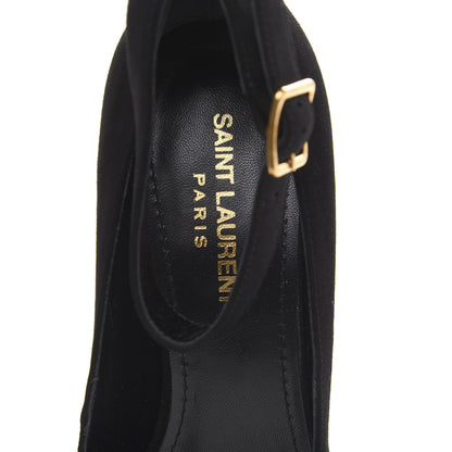 Saint Laurent Suede Loulou 70 Ankle Strap Pumps 37 Black 6 of 8