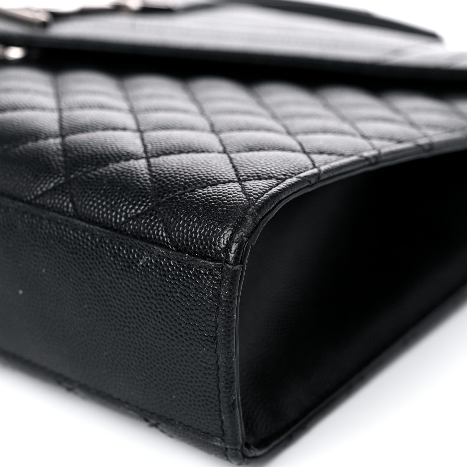 Saint Laurent Grain De Poudre Textured Mixed Matelasse Large Triquilt Monogram Satchel Black 13 of 17