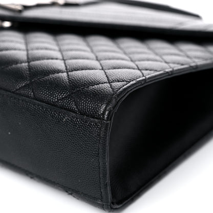 Saint Laurent Grain De Poudre Textured Mixed Matelasse Large Triquilt Monogram Satchel Black 13 of 17