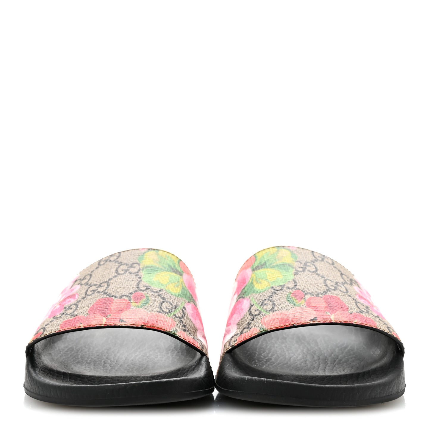 GG Supreme Monogram Blooms Slide Sandals 37 Beige Multicolor